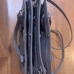 KATE SPADE gray/lilac 3 section purse with matching small credit card /ID wallet